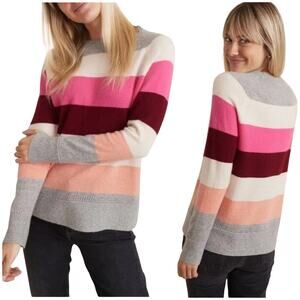 Marine Layer Maya Striped 100% Cashmere Swing Sweater Size XS Ribbed Trim EUC